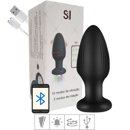 Plug de Silicone Com Rotação e Luz de Led SI (8630) - Preto