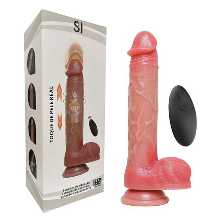 Prótese 21x15cm Com Vibro e Rotação SI (9521) - Bege