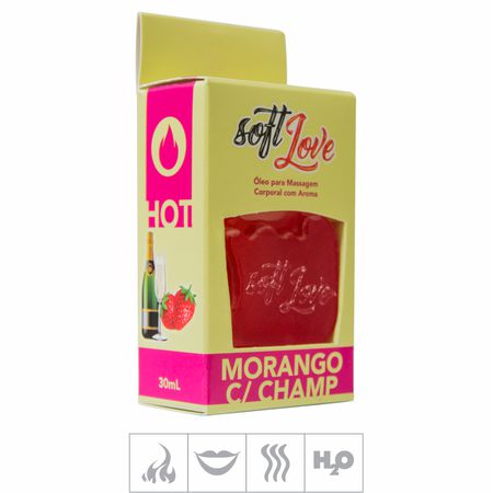 **Gel Comestível Soft Love Hot 30ml (ST116) - Morango c/ Champagne