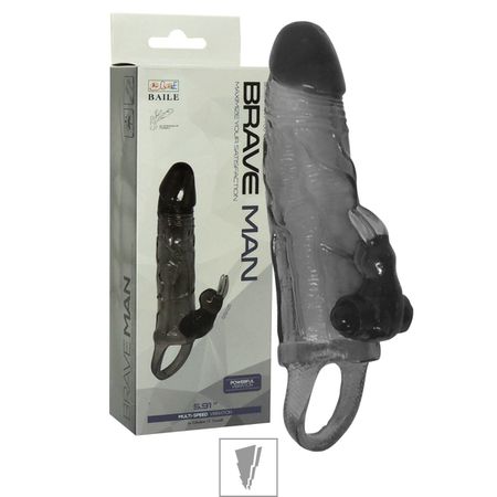 Capa Peniana Com Vibro e Anel Escrotal 17cm SI (1204) - Preto