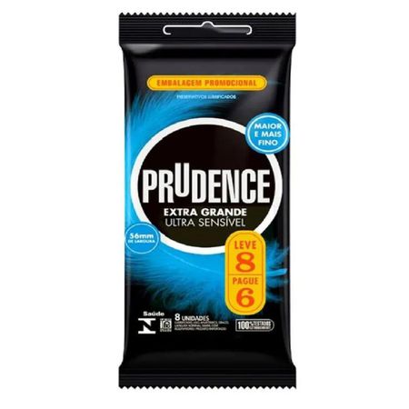 Preservativo Prudence Extra Grande Ultra Sensível Leve 8 pague 6 (17880) - Padrão