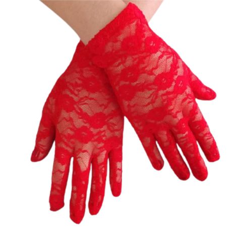 Luva em Renda Curta (17907-ST976) - Vermelho