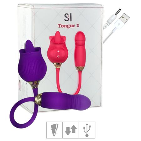 Estimulador Recarregável Formato de Rosa Tongue 2 SI (7848) - Roxo