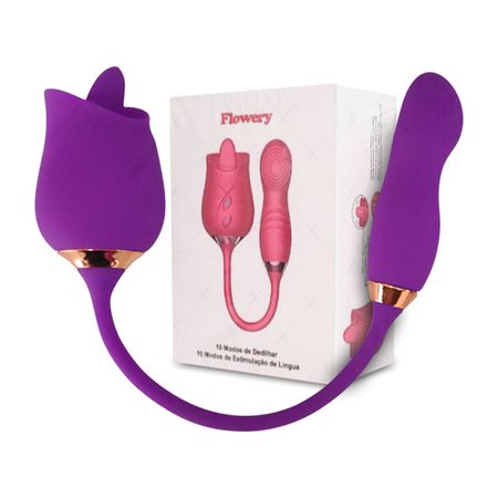 Estimulador Recarregável Formato de Rosa Flowery SI (7867) - Roxo