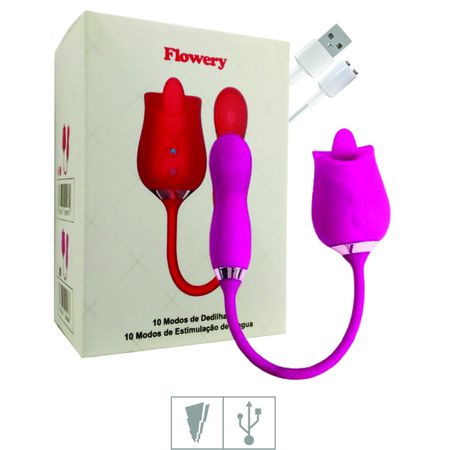 Estimulador Recarregável Formato de Rosa Flowery SI (7867) - Magenta