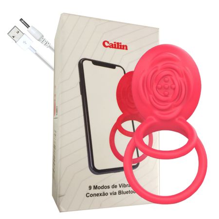 Anel Peniano Duplo Com Vibro Cailin SI (8156) - Vermelho