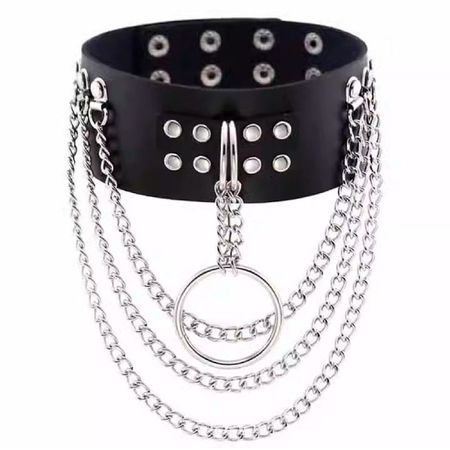 Coleira Choker Com Corrente SI (9663) - Preta