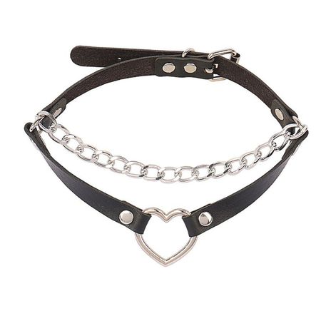 Coleira Choker Com Coração e Corrente SI (9673) - Preta