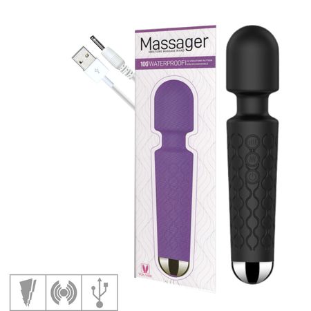 Massageador Recarregável Varinha Mágica Waterproof VP - (AV000M) - Preto