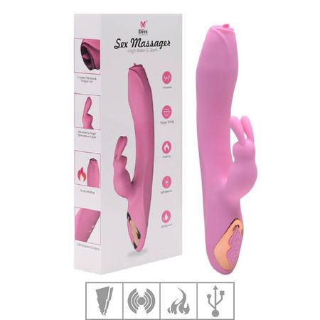 *Vibrador Com Estimulador Recarregável Sex Massager(DB-072-CZDB72 - Rosa
