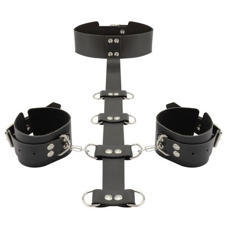 *Coleira Com Restrição De Pulso Dominatrixxx (DX1792) - Preto