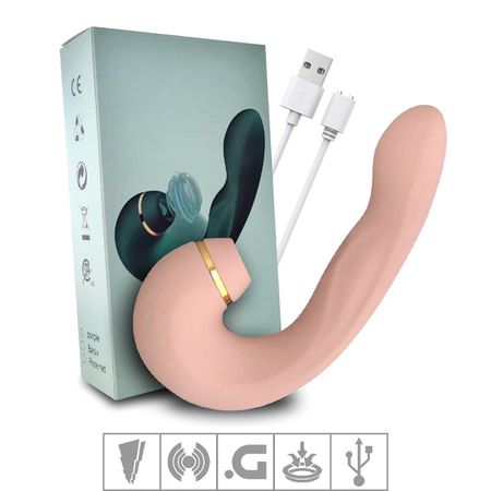 *Vibrador Ponto G com Pulsação e Tapping VP(ES072-CZES72) - Bege