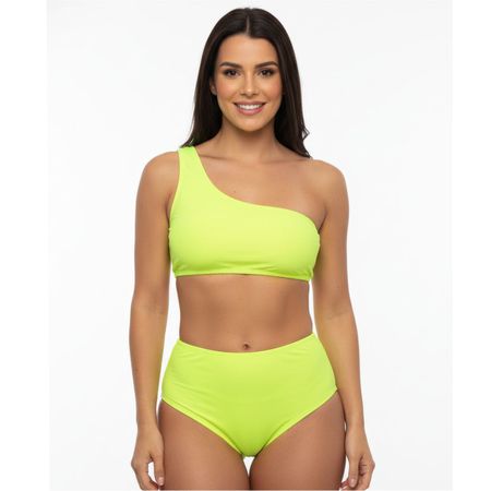 *Conjunto Hot Pants Neon Ombro (FR5865) - Verde Limão