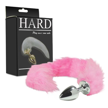 *Plug de Metal Cromado Com Cauda Hard (HA116C) - Rosa