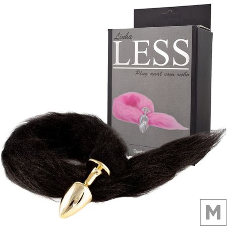 *Plug de Plástico M Less Dourado Com Cauda (HA169D) - Preto