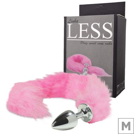 Plug de Plástico M Less Cromado Com Cauda(HA169C) - Rosa