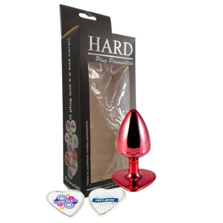 Plug Metálico Personalité Coração Com Duas Pedras (HA189) - Vermelho