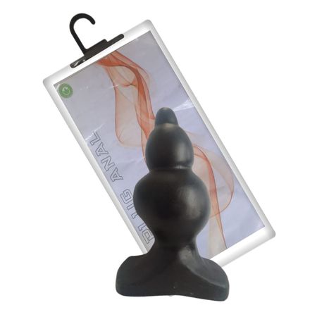 *Plug Silicone 3 Esferas 11cm (P5953) - Preto