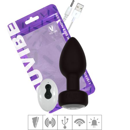 Plug de Silicone Com Vibro e Led (PL190) - Preto