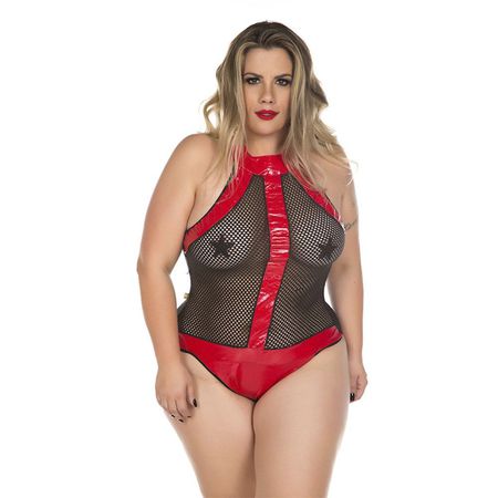 *Body Fatale Plus Size (PS2054) - Vermelho c/ Preto
