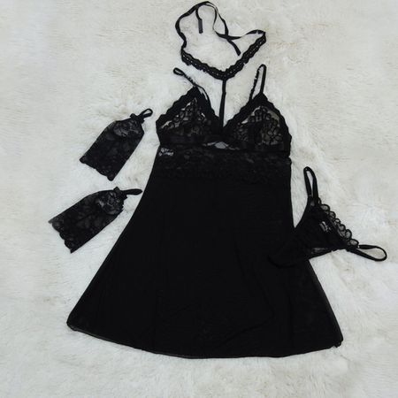 *Camisola em Tule Segredo da Paixão - (SP613) - Preto