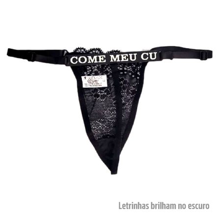 Calcinha Preta Personalizada Treacy (ST118) - Come Meu Cu