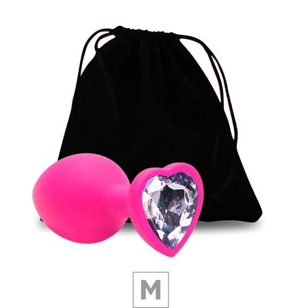 *Plug De Silicone M Rosa Pedra Formato de Coração (SX294) - Pedra Lilás