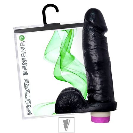 *Prótese 18x15cm Com Escroto e Vibro (VB02603) - Preta