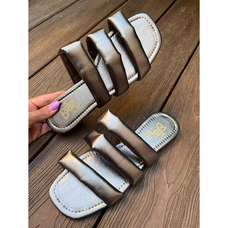 Rasteirinha Metallic prata velho - 1120 - Toque da Bella