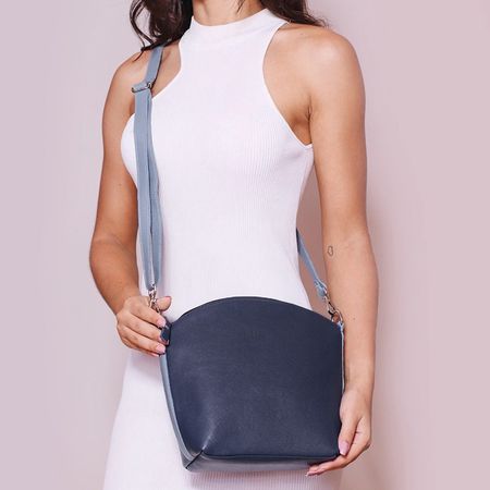 Bolsa de Couro - PAIXÃO - Azul Anil e Azul Hortênc... - Bubblê