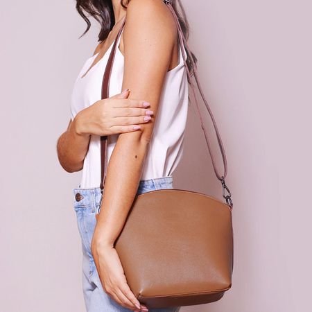 Bolsa de Couro - PAIXÃO - Caramelo e Madeira - Bubblê