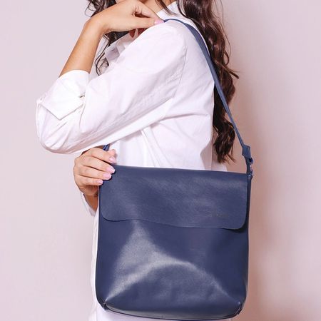 Bolsa de Couro - LOTUS - Azul Marinho - Bubblê