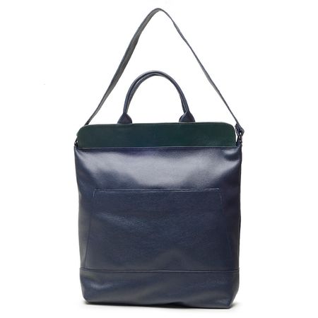 Bolsa de Couro - ALMA- Azul Marinho e Verde - Bubblê