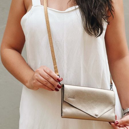 Bolsa CARTEIRA Couro Legítimo Bubblê - Champagne e... - Bubblê