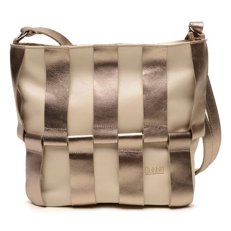 Bolsa de Couro - ÉLO - Off White E Champagne - Bubblê