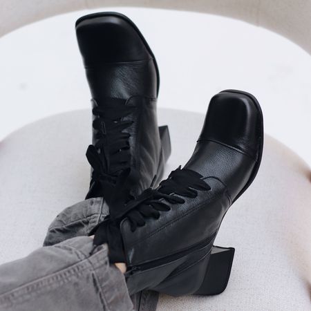 Bota Feminina Couro Bico Quadrado Preta - Miami - ... - Bubblê