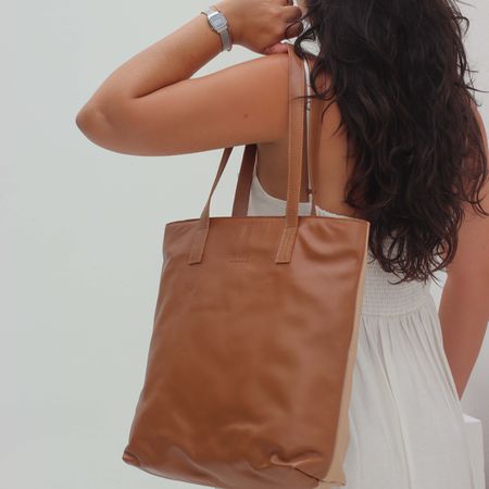 Bolsa de Couro - ENVELOPE - Nude e Caramelo - Bubblê