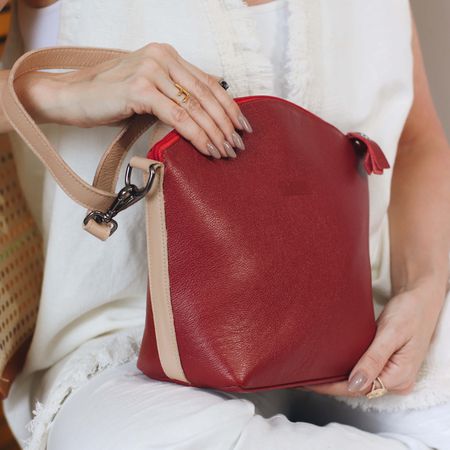 Bolsa de Couro - PAIXÃO - Vermelha e Nude - Bubblê