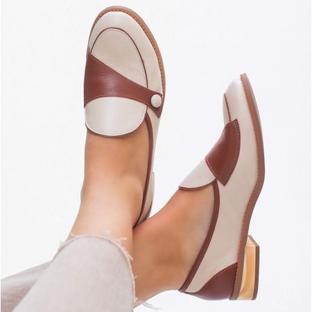 Sapato SOFISTICAR - Off White e Chocolate - 664.14 - Bubblê