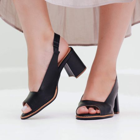 Sandália Peep Toe - ELEGÂNCIA - Preta - 177.31 - Bubblê