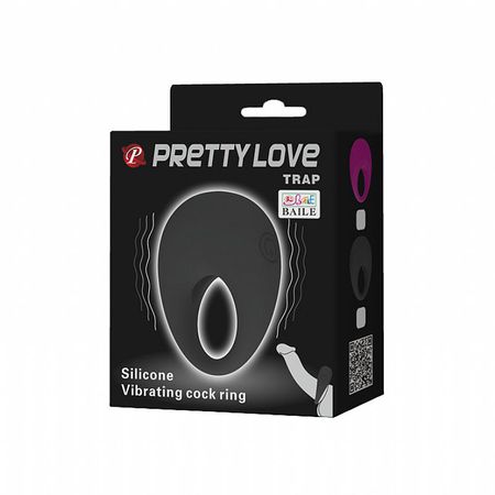 *Anel Peniano Com Vibro Pretty Love Trap SI (1200) - Preto