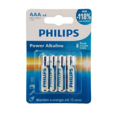Pilha Palito AAA Alcalina 4un Philips (17870) - Padrão