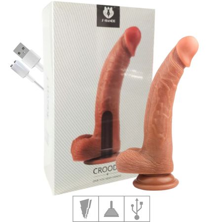 Prótese 16x12cm Com Vibro Ventosa e Escroto Croods SI (6418) - Bege