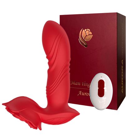 Vibrador Recarregável Formato de Rosa Man Ting Hua Aurora SI (7863) - Vermelho