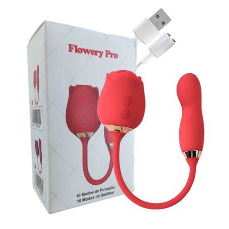 Estimulador Formato De Rosa Com Pulsação SI (7866) - Vermelho