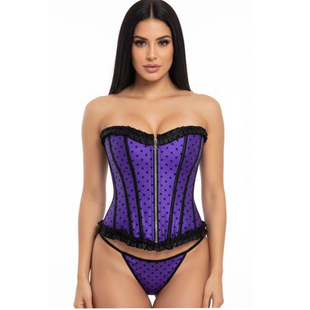 Corselet Tomara Que Caia C/ Ziper Frontal - (CS016) - Roxo com Preto