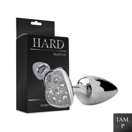 Plug de Metal Com Pedra de Coração Cravejada (HA136) - Cromado