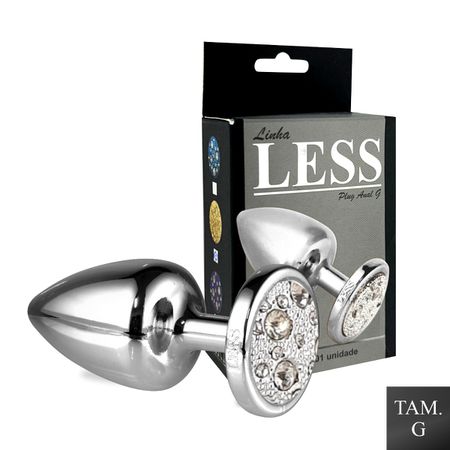 Plug Less G Cromado Com Pedras Cravejadas em Strass (HA155C) - Cromado
