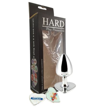 Plug Metálico Personalité Coração Com Duas Pedras (HA189) - Cromado