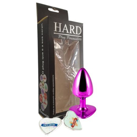Plug Metálico Personalité Coração Com Duas Pedras (HA189) - Lilás